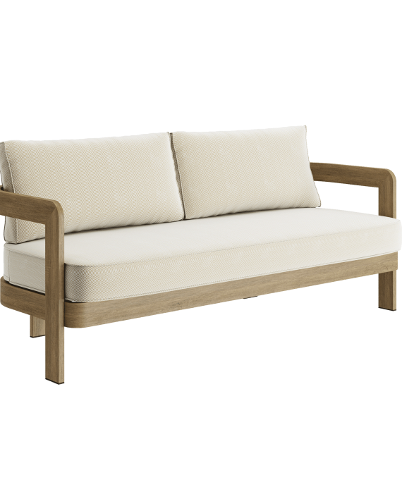 N3 Oak Three Seater Sofa Pearl Herringbone