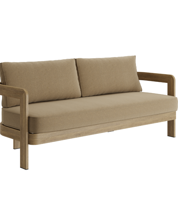 N3 Oak Three Seater Sofa Wheat Canvas